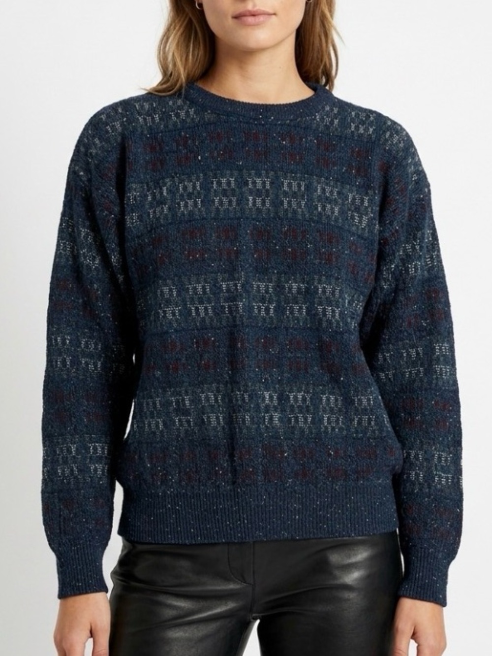 VTG 90s Textured Knit Sweater M Dark Academia Grunge Grandpa Core Pullover